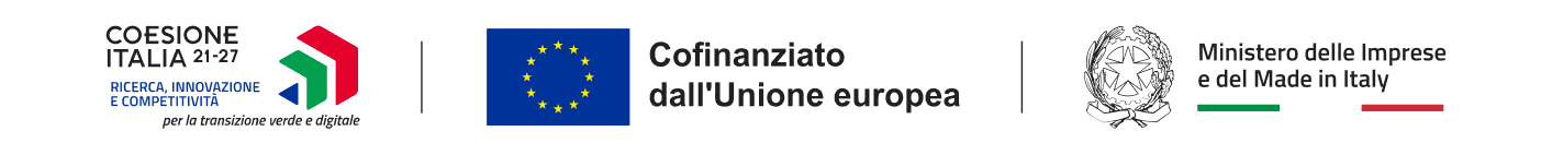 Funding logos: Coesione Italia 21-27, co-financed by the European Union, and the Italian Ministry of Enterprises and Made in Italy